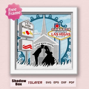 Las Vegas Paar Hochzeit Shadow Box svg, Paar Hochzeit Light Box, für Cricut, Paar Hochzeit 3D Box, Valentinstag svg, Hochzeitsgeschenke svg, k26