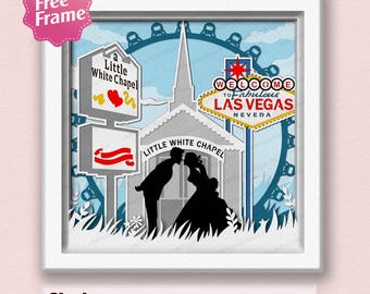 Las Vegas Casal Casamento Caixa de Sombra Svg, Casal Casamento Caixa de Luz, Para Cricut, Casal Casamento Caixa 3D, Dia dos Namorados svg, presentes de casamento svg,k26