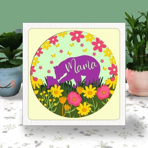 Mama Bär Floral 3D Box Papierschnitt Licht Box svg, Muttertag Schatten Box svg Cricut Datei schneiden Cricut, Mama Bär Schatten Papierschnitt