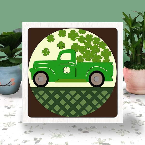 SHAMROCKS PATRICK 3D Box Paper Cut Light Box Svg, Shamrocks Shadow Box Svg Cricut File Cutting Cricut, ST Patrick Day Shadow Paper Cut