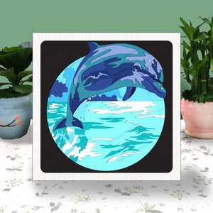 Boîte 3D DAUPHIN, Svg dauphin, Svg Shadow Box Dauphin, fichier Cricut, découpe Cricut, caisson lumineux dauphin, boîte animal 3D, modèle de découpe de papier