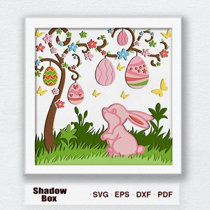 Easter Egg Tree Shadow Box svg, Easter Egg Decoration, Easter Decor, Easter Gift, Easter svg, Happy Easter svg, Bunny Svg, Easter Egg svg