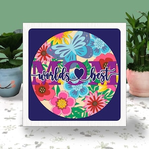 MOM WELTEN BESTEN 3D Box Papierschnitt Licht Box svg, Muttertag Schatten Box svg Cricut Datei schneiden Cricut, Muttertag Blumen Schatten Papierschnitt