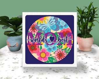 MOM WORLDS BEST 3D Box Paper Cut Light Box Svg, Mother's Day Shadow Box Svg Cricut File Cutting Cricut, Mother's Day Floral Shadow Paper Cut