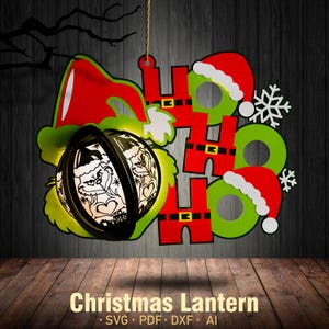 Lanterne de Noël SVG pour Cricut, boîte d'ombre de Noël, lanterne de Noël de film, boîte d'ombre de Noël, décoration de Noël, lanterne en papier svg