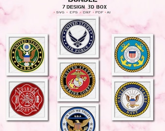 Bundle United States Army Shadow Box Svg,States Army 3D Box,Eagle America svg,For Cricut File,States Army Decor,Air Force 3D Box,US Army SVG