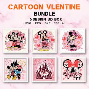 Paar Glücklicher Valentinstag Schatten Box Bundle, Cartoon Valentine 3D svg, Valentinstag Geschenk, Valentinstag Dekor, Happy Valentine svg, Paar Valentine