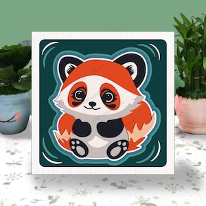 Boîte 3D panda roux mignon, Svg boîte lumineuse panda roux mignon, boîte ombre panda roux mignon, Svg pour fichier Cricut, Svg papier cartonné, svg décoration maison