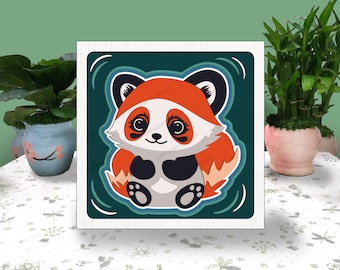 Cute Red Panda 3D Box Paper Cut, Cute Red Panda Light Box Svg, Cute Red Panda Shadow Box, Svg For Cricut File,Cardstock Svg, Decor Home svg