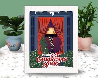 クリスマス ストーリー 3D ボックス ペーパー カット、クリスマス ストーリー ライト ボックス SVG、クリスマス ストーリー シャドー ボックス、Cricut ファイル用 SVG、カードストック SVG