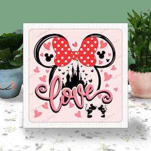 Boîte 3D découpée dans du papier de la Saint-Valentin de Mickey, Mickey love 3D svg, Svg de boîte à lumière Svg en couches, boîte à lumière 3D de fichiers Cricut, boîte à lumière 3D