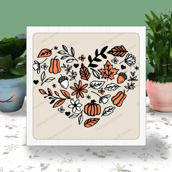 Fall Elements 3D Box Paper Cut, Fall Elements Light Box Svg, Fall Elements Shadow Box, Svg For Cricut File, Cardstock Svg, Fall Elements svg