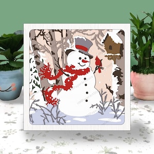 Schneemann 3D Box Papierschnitt, Schneemann Light Box SVG, Schneemann Schatten Box svg, Für Cricut-Datei, Weihnachten Schneemann SVG, Weihnachten Frosty Schneemann 3D Box