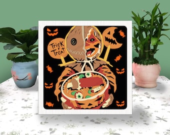 Trick Or Treat 3D Box, Trick Or Treat Shadow Box Svg, Cricut File, Halloween Lollipop 3D Box,Halloween 3D Box, Paper Cut Template,Halloween