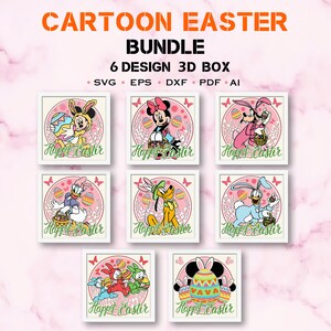 Zestaw Cartoon Easter Day Shadow Box SVG, Easter Day 3D svg, Happy Easter Shadow Box, For Cricut File, Easter Decor, Easter Gif, Easter svg