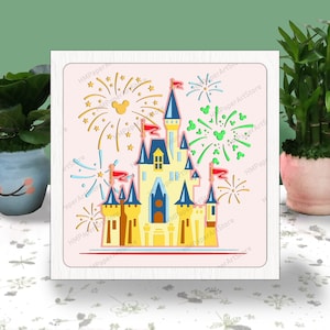 Kasteel 3D-doos papier knippen kasteel lichtbak Svg, Fantasy Shadow Box Svg Cricut bestand snijden Cricut, Kids Gift Shadow Paper Cut, DIY