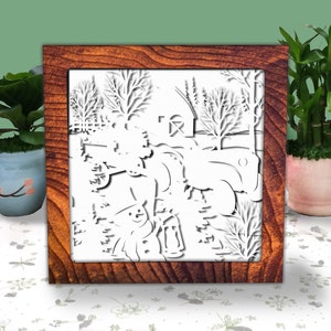 Tractor Shadow Box Tractor Farm Paper Cut Light Box SVG, Merry Christmas Truck Shadow Box ...