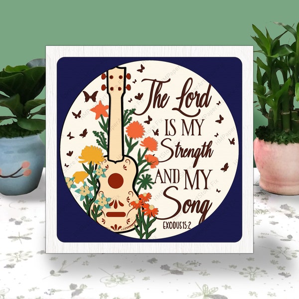 The Lord Is My Strength and my Song 3D Box Christian Paper Cut Light Box Shadow Box BIBLE VERSE Cricut File Cutting Cricut Shadow Paper Cut