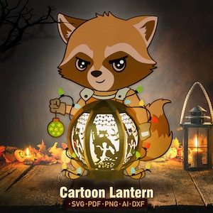 Raket wasbeer lantaarn papier gesneden bestand, Rocket Raccoon Shadow Box, groot 3D Box, wasbeer lantaarn Svg, kinderkamer decor, cadeau voor kind