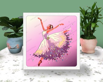 Dancing Ballerina 3D Box, Paper Cut Dancing Ballerina Light Box Svg Ballerina Shadow Box Project, Svg For Cricut File, Ballet 3D Multilayer