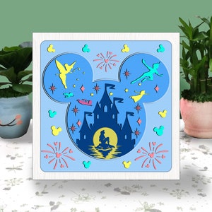 SOURIS PRINCESS 3 3D boîte papier découpé Svg, boîte à lumière Svg ombre de la souris Cricut fichier découpe Cricut, ombre de la souris papier découpé