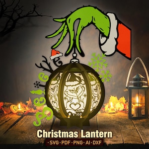 Lanterna de Natal SVG para Cricut, Caixa de Sombra de Natal, Lanterna de Natal de Filme, Caixa de Sombra de Natal, Decoração de Natal, Papel de Lanterna svg