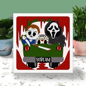 Horror Postać Halloween 3D Pudełko Papierowe Wycinane, Horror Postać Light Box Svg, Horror Postać Cień Box, Svg Dla Pliku Cricut, Cardstock Svg