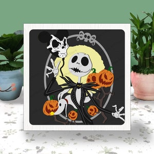 La caja 3D de Nightmare Halloween, Jack Skellington Shadow Box Svg, Jack Skellington Box, para archivo Cricut, Halloween Shadow 3D Box