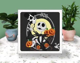The Nightmare Halloween 3D Box, Jack Skellington Shadow Box Svg, Jack Skellington Box, For Cricut File, Halloween Shadow 3D Box