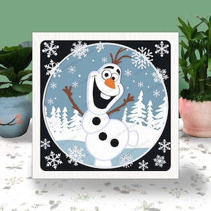 Bonhomme de neige 3D boîte papier découpé bonhomme de neige Noël boîte à lumière Svg décoration de Noël ombre boîte Svg pour fichier Cricut Noël givré bonhomme de neige boîte 3D