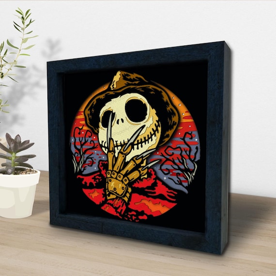 Horror Shadow Box SVG File, Halloween Shadow Box SVG, Skeleton