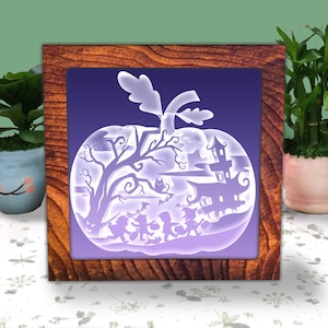 Pumpkin Halloween Paper Cut Light Box Template files SVG, Shadow Box SVG Cricut File, Cutting Cricut, Shadow Paper Cut, DIY
