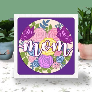MOM FLORAL 3D Box Papierschnitt Licht Box SVG, Muttertag Schatten Box SVG Cricut-Datei Schneiden Cricut, Muttertag Blumen Schatten Papierschnitt