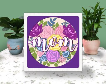 MOM FLORAL 3D Box Paper Cut Light Box Svg, Mother's Day Shadow Box Svg Cricut File Cutting Cricut, Mother's Day Floral Shadow Paper Cut