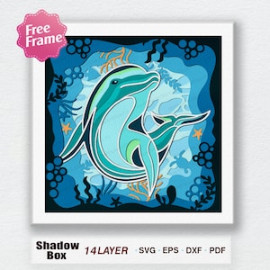 Svg, boîte 3D dauphins de mer, boîte à lumière dauphins svg, pour fichier Cricut, boîte cadeau 3D, décoration dauphins, dauphins SVG