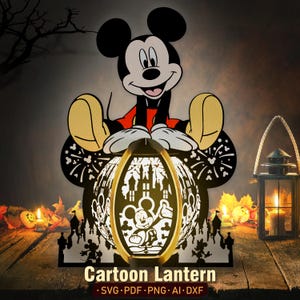 Boîte d'ombre de souris, souris lanterne SVG pour Cricut, lanterne de dessin animé, boîte d'ombre d'Halloween, svg de lanterne d'Halloween, papier de lanterne, décoration d'Halloween