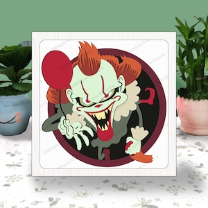Caixa 3D de terror de Halloween, caixa de sombra de palhaço Svg, caixa de palhaço 3D, para arquivo cricut, caixa de sombra de Halloween 3D, decoração de Halloween