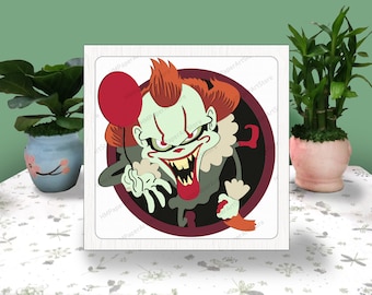 Halloween Horror 3D Box, IT Clown Shadow Box Svg, Clown 3D Box, For Cricut File, Halloween Shadow 3D Box, Halloween Decor