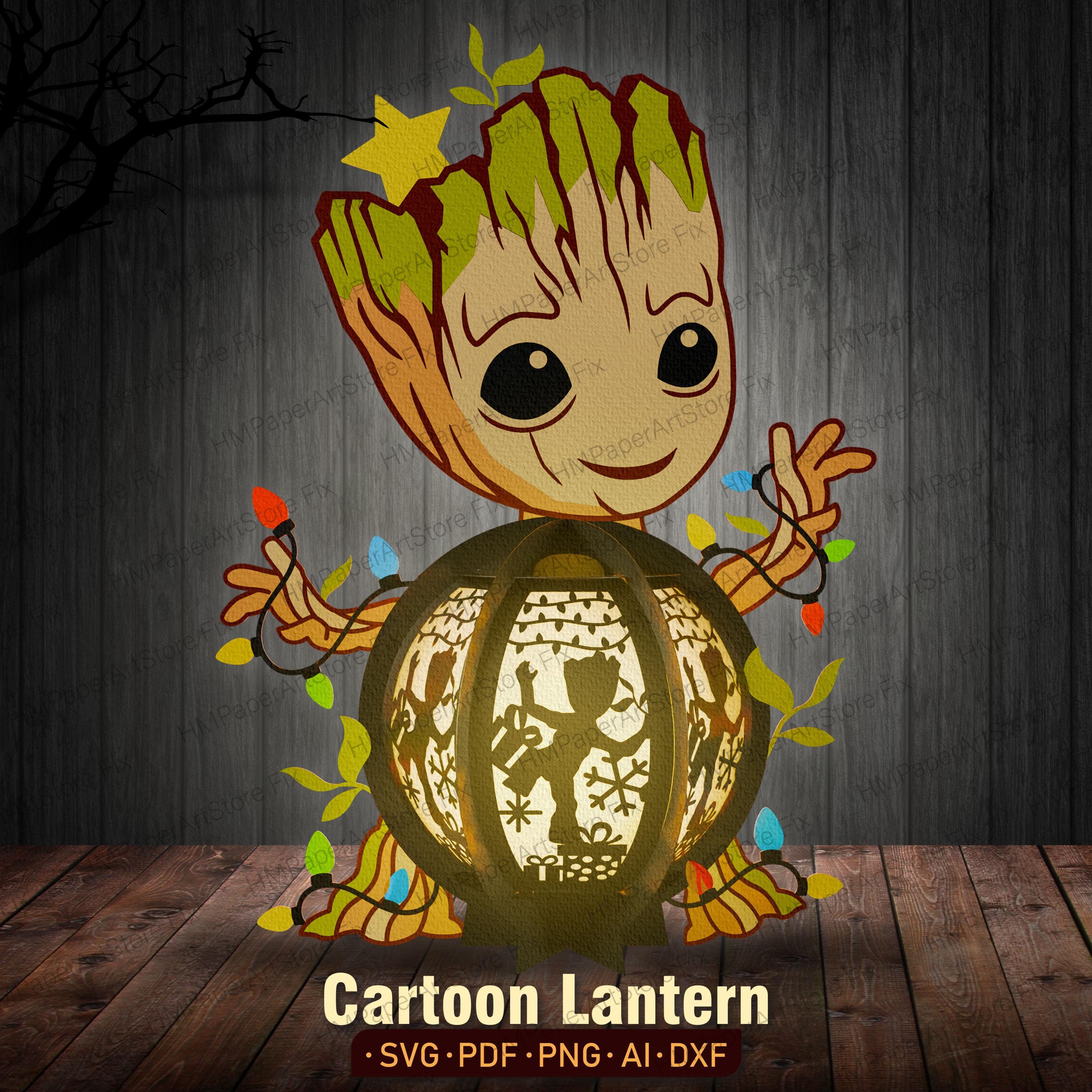 Groot Lantern Paper Cut File, Groot Shadow Box, Groot 3D Box, Groot ...