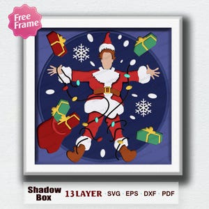 Vacances de Noël 3D boîte papier découpé, vacances de Noël Light Box Svg, vacances de Noël Shadow Box, Svg pour fichier Cricut, joyeux Noël