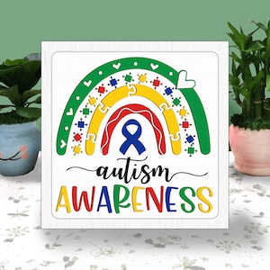 Caja de luz de corte de papel 3D ARCOÍRIS AUTISTA Svg, caja de sombra de cinta arcoíris Svg Archivo de corte Cricut, corte de papel de sombra de autismo