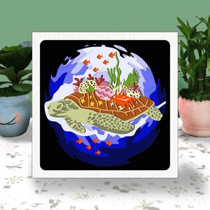 Tortue 3D boîte papier découpé tortue caisson lumineux Svg, océan ombre boîte Svg fichier Cricut découpe Cricut, ombre d'été papier découpé, bricolage