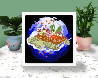Turtle 3D Box Paper Cut Turtle Light Box Svg, Ocean Shadow Box Svg Cricut File Cutting Cricut, Summer Shadow Paper Cut, DIY