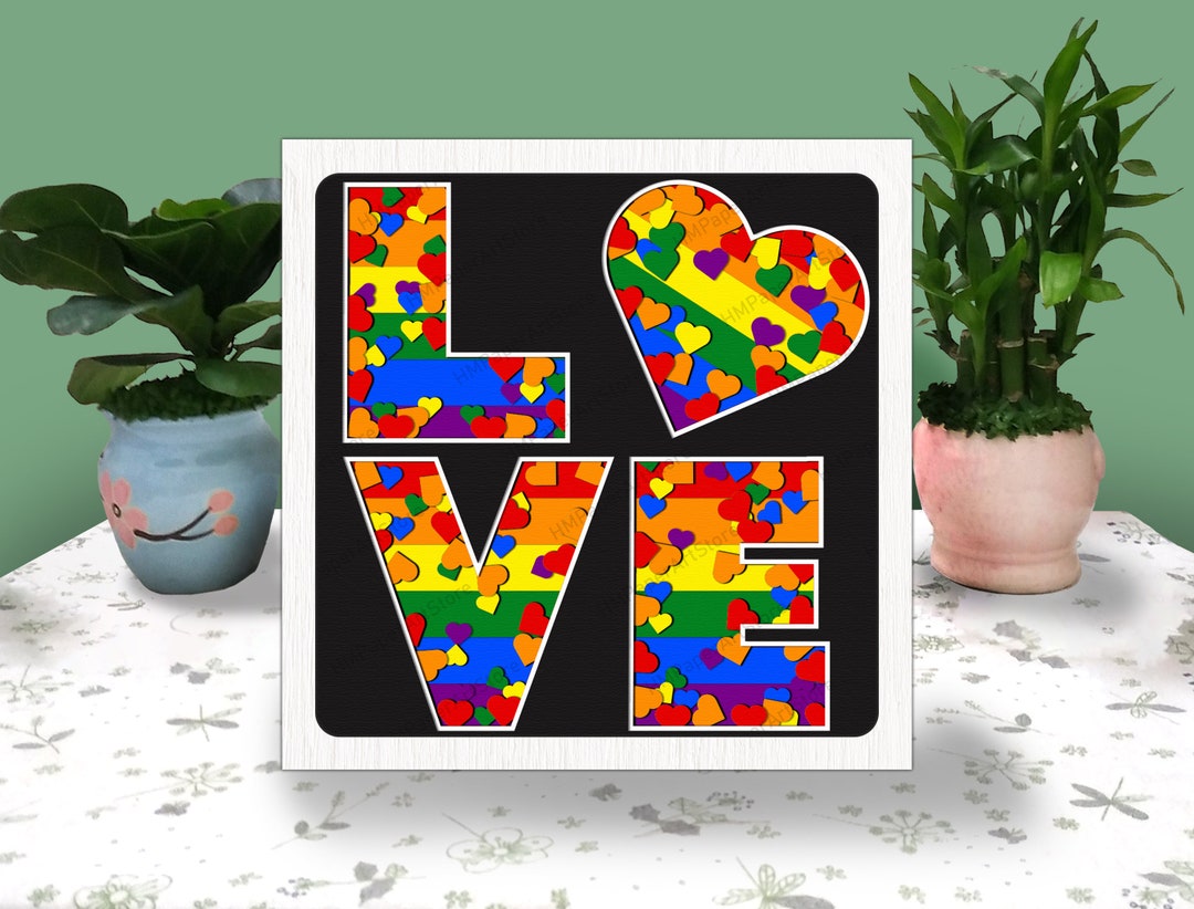 Love Heart 3D Box Paper Cut LGBTQ Pride Light Box Svg, Shadow Box Svg ...