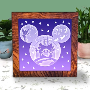 Mouse Love Cut Light Box SVG, Valentine Shadow Box SVG Cricut Archivo, Princesa Corte Cricut, Princesa Sombra Corte de Papel, BRICOLAJE