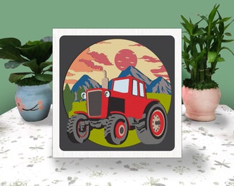 Tractor 3D Box Farm Tractor Paper Cut Shadow Box Farmer Cricut File Cutting Cricut Shadow Paper Cut