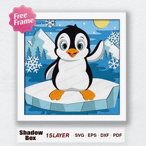 Ombre de pingouin Svg, svg pingouin animaux de l'Arctique, pingouin Light Box Svg, boîte 3D pingouin, animaux de l'Arctique svg, décoration pingouin, pour fichier Cricut