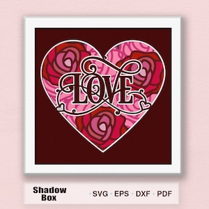 Amore San Valentino 3D Box Paper Cut, Amore San Valentino coppia 3D SVG, Layered Svg Light Box Svg, 3D Box Cricut Files Light Box, Taglio di carta 3D, Amore SVG