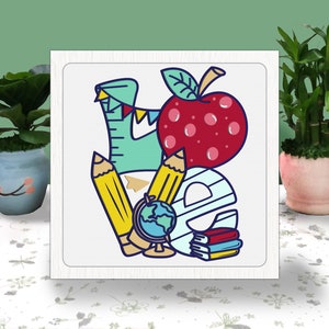 Enseignant amour boîte 3D caisson lumineux Svg, vie enseignant Shadow Box Svg fichier Cricut coupe Cricut, école ombre papier découpé