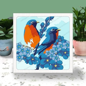 Boîte 3D oiseau bleu, Svg de boîte ombre oiseau bleu, fichier Cricut, découpe Cricut, boîte lumineuse oiseau bleu, boîte animal 3D, boîte 3D, modèle de découpe de papier